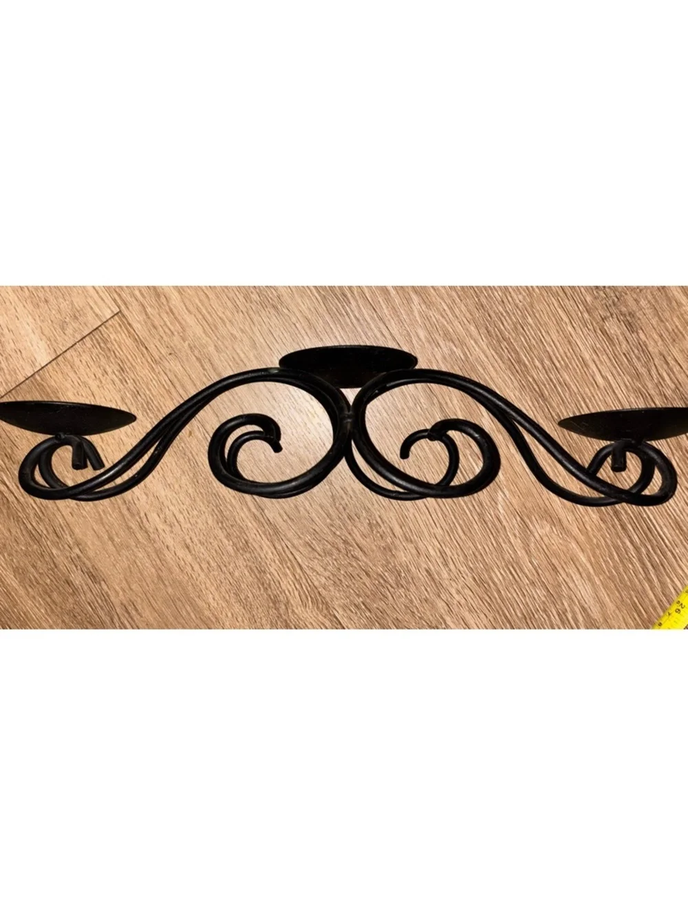 Black Metal Scroll 3 Candle Holder Tabletop Candelabra D92